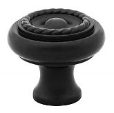 Emtek Solid Brass 1" (25mm) Rope Cabinet Knob (Flat Black)