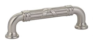 Emtek Ribbon and Reed 3-1/2" (89mm) Center-to-Center Estate Pull (Satin Nickel)