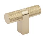 Emtek Select 3-1/8" (79mm) T-Knob Knurled Cabinet Knob (Satin Brass)