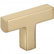 Emtek Modern Rectangular 2" (51mm) Warwick Cabinet T-Knob (Satin Brass)