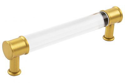 Hickory Hardware Midway 5" (128mm) Center-to-Center Cabinet Pull (Crysacrylic/Brushed Golden Brass)