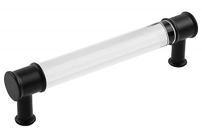 Hickory Hardware Midway 5" (128mm) Center-to-Center Cabinet Pull (Crysacrylic/Matte Black)