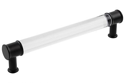 Hickory Hardware Midway 6-5/16" (160mm) Center-to-Center Cabinet Pull (Crysacrylic/Matte Black)