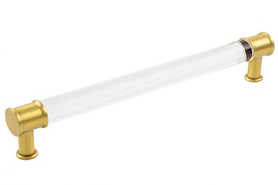 Hickory Hardware Midway 8-13/16" (224mm) Center-to-Center Cabinet Pull (Crysacrylic/Brushed Golden Brass)