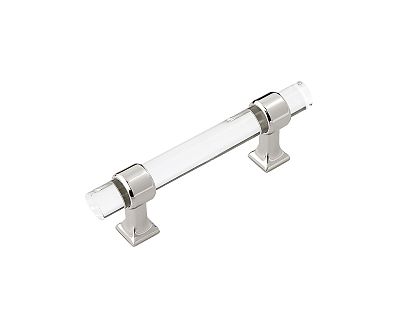 Hickory Hardware Crystal Palace 3" (76mm) Center-to-Center Cabinet Pull (Crysacrylic/Polished Nickel)