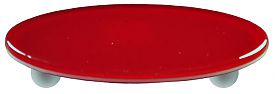 Hot Knobs Solids 3" (76mm) Center-to-Center Oval Glass Cabinet Pull (Red)