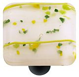 Hot Knobs Mardi Gras 1-1/2" (38mm) Glass Cabinet Knob (Spring Green MG White)