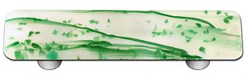 Hot Knobs Mardi Gras 3" (76mm) Center-to-Center Glass Cabinet Pull (Green MG White)