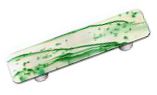 Hot Knobs Mardi Gras 3" (76mm) Center-to-Center Glass Cabinet Pull (Green MG White)