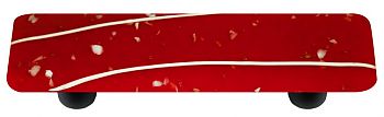 Hot Knobs Mardi Gras 3" (76mm) Center-to-Center Glass Cabinet Pull (White MG Red)