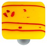 Hot Knobs Mardi Gras 1-1/2" (38mm) Glass Cabinet Knob (Red MG Sunflower Yellow)