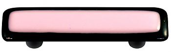 Hot Knobs Border 3" (76mm) Center-to-Center Glass Cabinet Pull (Black Border Petal Pink)