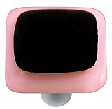 Hot Knobs Border 1-1/2" (38mm) Glass Cabinet Knob (Petal Pink Border Black)