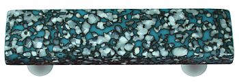 Hot Knobs Granite 3" (76mm) Center-to-Center Glass Cabinet Pull (Turquoise Blue/French Vanilla)