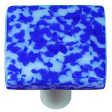 Hot Knobs Granite 1-1/2" (38mm) Square Glass Cabinet Knob (Cobalt Blue/White)