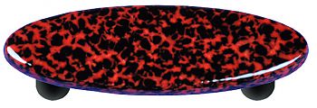 Hot Knobs Granite 3" (76mm) Center-to-Center Oval Glass Cabinet Pull (Black/Red)