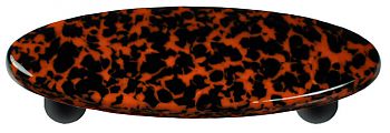 Hot Knobs Granite 3" (76mm) Center-to-Center Oval Glass Cabinet Pull (Black/Orange)