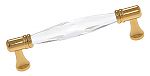 JVJ Hardware Pure Elegance 3-3/4" (96mm) Center-to-Center Leaded Crystal Cabinet Pull (Gold Finish/Crystal)
