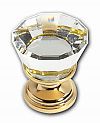 JVJ Hardware Pure Elegance 7/8" (22mm) Flat Top Crystal Cabinet Knob (24kt Gold Plated/Crystal)