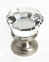 JVJ Hardware Pure Elegance 7/8" (22mm) Flat Top Crystal Cabinet Knob (Satin Nickel/Crystal)