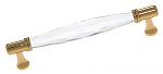 JVJ Hardware Pure Elegance 6-5/16" (160mm) Center-to-Center Leaded Crystal Cabinet Pull (Gold Finish/Crystal)