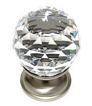 JVJ Hardware Pure Elegance 1-3/16" (30mm) Leaded Crystal Cabinet Knob (Satin Nickel/Crystal)