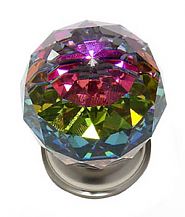 JVJ Hardware Pure Elegance 1-9/16" (40mm) Leaded Crystal Cabinet Knob (Satin Nickel/Crystal)