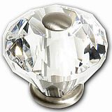 JVJ Hardware Pure Elegance 1-1/4" (32mm) Diamond Cut Crystal Cabinet Knob (Satin Nickel/Crystal)