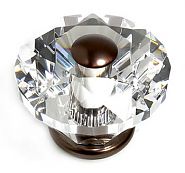 JVJ Hardware Pure Elegance 2-1/2" (64mm) Diamond Cut Crystal Cabinet Knob (Old World Bronze/Crystal)