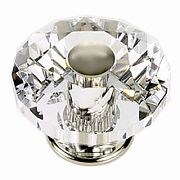 JVJ Hardware Pure Elegance 2-1/2" (64mm) Diamond Cut Crystal Cabinet Knob (Polished Nickel/Crystal)