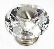 JVJ Hardware Pure Elegance 2-1/2" (64mm) Diamond Cut Crystal Cabinet Knob (Satin Nickel/Crystal)