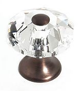 JVJ Hardware Pure Elegance 1-3/16" (30mm) Octagon Leaded Crystal Cabinet Knob (Old World Bronze/Crystal)