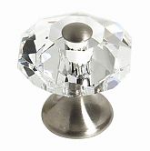 JVJ Hardware Pure Elegance 1-3/16" (30mm) Octagon Leaded Crystal Cabinet Knob (Satin Nickel/Crystal)