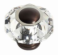 JVJ Hardware Pure Elegance 2-9/16" (65mm) Octagon Leaded Crystal Cabinet Knob (Old World Bronze/Crystal)