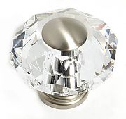 JVJ Hardware Pure Elegance 2-9/16" (65mm) Octagon Leaded Crystal Cabinet Knob (Satin Nickel/Crystal)