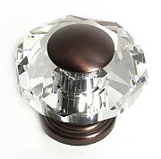 JVJ Hardware Pure Elegance 2-1/8" (54mm) Octagon Leaded Crystal Cabinet Knob (Old World Bronze/Crystal)