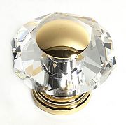 JVJ Hardware Pure Elegance 2-1/8" (54mm) Octagon Leaded Crystal Cabinet Knob (24kt Gold Plated/Crystal)