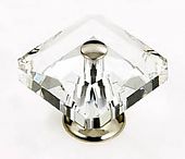 JVJ Hardware Pure Elegance 1-3/16" (30mm) Square Leaded Crystal Cabinet Knob (Polished Nickel/Crystal)
