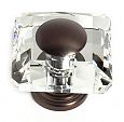 JVJ Hardware Pure Elegance 2-9/16" (65mm) Square Leaded Crystal Cabinet Knob (Old World Bronze/Crystal)
