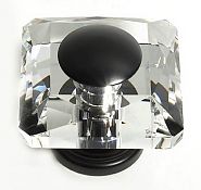 JVJ Hardware Pure Elegance 2" (51mm) Square Leaded Crystal Cabinet Knob (Oil Rubbed Bronze/Crystal)