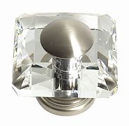 JVJ Hardware Pure Elegance 2-9/16" (65mm) Square Leaded Crystal Cabinet Knob (Satin Nickel/Crystal)