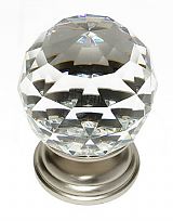JVJ Hardware Pure Elegance 2" (51mm) Leaded Crystal Cabinet Knob (Satin Nickel/Crystal)