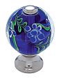 JVJ Hardware Murano 1-3/16" (30mm) Flower Glass Cabinet Knob (Polished Nickel/Blue)