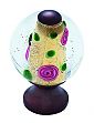JVJ Hardware Murano 1-3/16" (30mm) Purple and Green Specked Glass Cabinet Knob (Old World Bronze/Yellow)