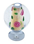 JVJ Hardware Murano 1-3/16" (30mm) Purple and Green Specked Glass Cabinet Knob (Polished Chrome/Yellow)