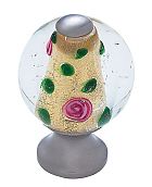 JVJ Hardware Murano 1-3/16" (30mm) Purple and Green Specked Glass Cabinet Knob (Satin Nickel/Yellow)