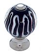 JVJ Hardware Murano 1-3/16" (30mm) Zebra Stripe Glass Cabinet Knob (Polished Nickel/Black)