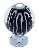 JVJ Hardware Murano 1-3/16" (30mm) Zebra Stripe Glass Cabinet Knob (Polished Chrome/Black)