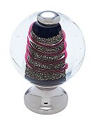 JVJ Hardware Murano 1-3/16" (30mm) Red Twist Glass Cabinet Knob (Polished Nickel/Gold)