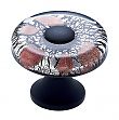 JVJ Hardware Murano 1-3/8" (35mm) Copper Flecked Glass Cabinet Knob (Oil Rubbed Bronze/Black Lines)